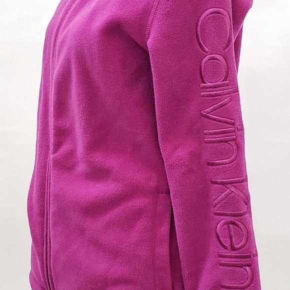 Calvin Klein Performance Fleece Jacket | Pink Coat with Thumbholes - Picture 2 of 4